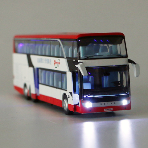 Exquisito modelo de aleación de autobús de viaje 1:50, modelo de bus de dos pisos de simulación, juguetes de sonido y luz para niños, envío gratis ► Foto 1/6