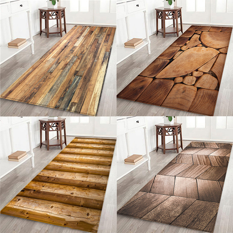 Alfombra geométrica de grano de madera para cocina, Felpudo de puerta, antideslizante, para sala de estar y cocina ► Foto 1/5