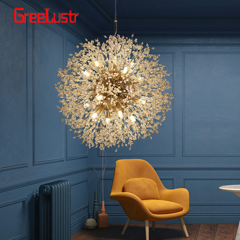 Lámpara colgante nórdica con diseño de diente de león para sala de estar, candelabro Led G9 de cristal para Loft, Lustres para sala de estar ► Foto 1/6