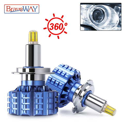 BraveWAY-lente Bi LED de haz bajo, bombillas LED H1 H3 H7 H11 HB3/9005 HB4/9006, faro LED Canbus para lente de proyector, iluminación 360 ► Foto 1/6