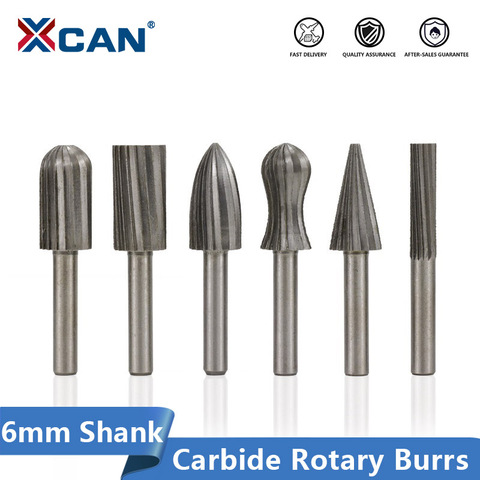 XCAN-rebabas rotativas de acero de alta velocidad, 6mm, vástago, enrutador, raspas para grabado de Metal/rectificado rotativo ► Foto 1/6