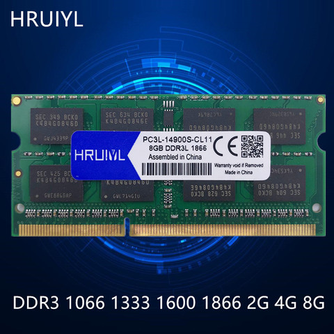 HRUIYL Memoria DDR3 2GB 4GB 8GB 1,5 V 1066, 1333, 1600, 1866MHZ SO-DIMM portátil Memoria Stick DDR3L 1,35 V portátil Original Chips ► Foto 1/6