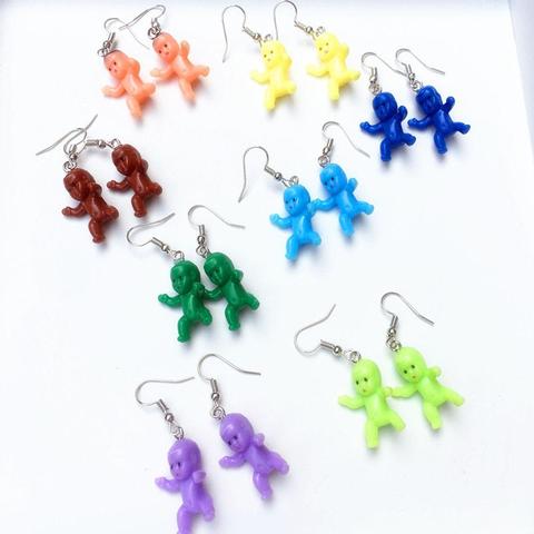 Pendientes colgantes de colores con forma de bebé para mujer y niña, aretes creativos de Harajuku, joyería llamativa para fiesta, 1 par ► Foto 1/6