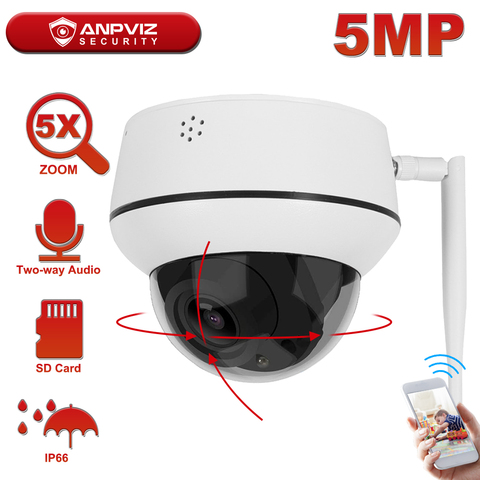 Anpviz-cámara de seguridad inalámbrica para interiores y exteriores, dispositivo de Audio bidireccional, micrófono, altavoz Onvif 30m IP66, 2MP/3MP/5MP, PTZ con WiFi y Zoom 5X ► Foto 1/6