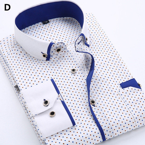 Camiseta larga informal para hombre, ropa de negocios Social, ajustada, estampada con mangas largas, suave y cómoda ► Foto 1/6