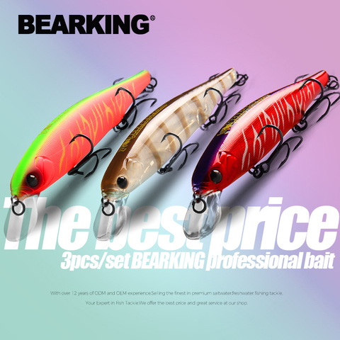 BEARKING mejor precio 3 unids/set 11cm 15g de buceo 1,5 m de pesca brillaba minnow manivela de peso fijo wobbler cebo artificial isca ► Foto 1/6