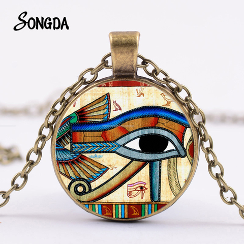 Colgante con símbolo de ojo de dios egipcio para hombre y mujer, collar de cristal, Gargantilla de foto Vintage con Mandala ► Foto 1/5