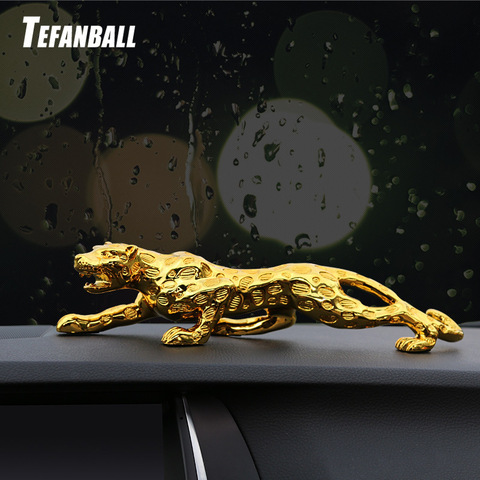 Figuras de leopardo para decoración de coche, tablero de instrumentos para Interior de automóviles, manualidades de resina para decoración del hogar, accesorios de regalo ► Foto 1/6