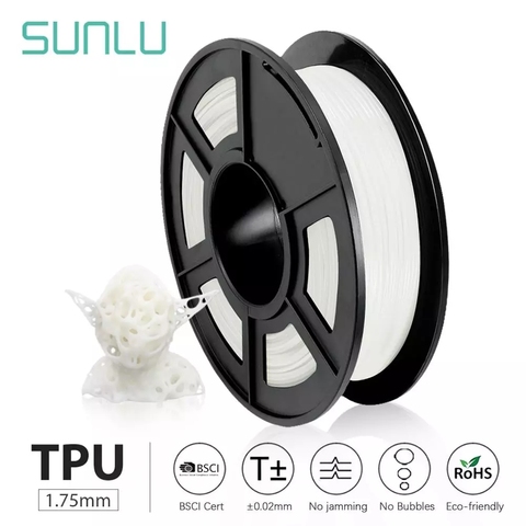 SUNLU, filamento Flexible de impresora 3D de TPU, 1,75mm, 0,5 kg/rollo, dureza de orilla 95A, bueno para imprimir zapatos y juguetes para niños ► Foto 1/6