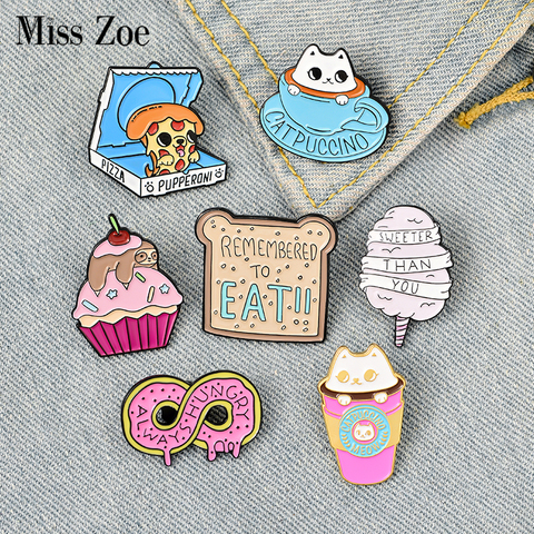 Pin esmaltado de corazón para pastel, café, pan, Pizza, broches, bolsa, ropa, solapa, insignia de té de la tarde, regalo de joyería de miel ► Foto 1/6