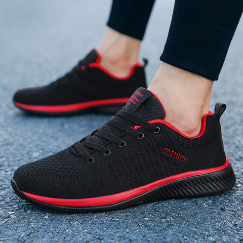 Zapatillas de correr para hombre, transpirables, cómodas, de malla, con cordones, calzado deportivo para hombres, tendencia, ligeras, flexibles, suaves, zapatillas para caminar al aire libre ► Foto 1/6