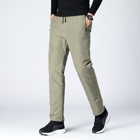 Pantalones con relleno de plumas para hombre, pantalones de negocios gruesos y cálidos, acolchados, color blanco, PT-442 invierno, 90% ► Foto 1/6