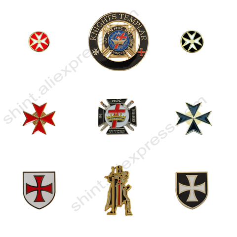 Pins de solapa masónicos placa Mason masón los caballeros templarios escudo cruzado conmemorativa de la masonería sombrero Caballero Accesorios ► Foto 1/6