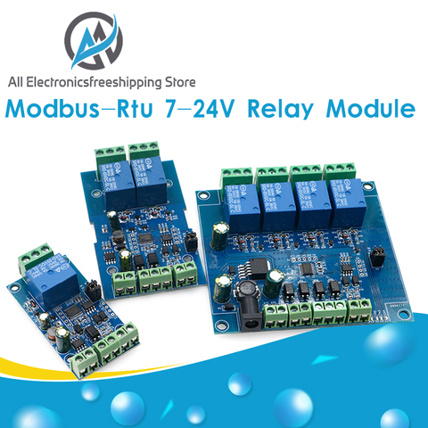 Modbus Rtu-1/2 Canal 7-24V módulo de relé interruptor Modbus RTU 4 canales con relés y salida 12V interruptor de la comunicación de 485 TTL de él ► Foto 1/6