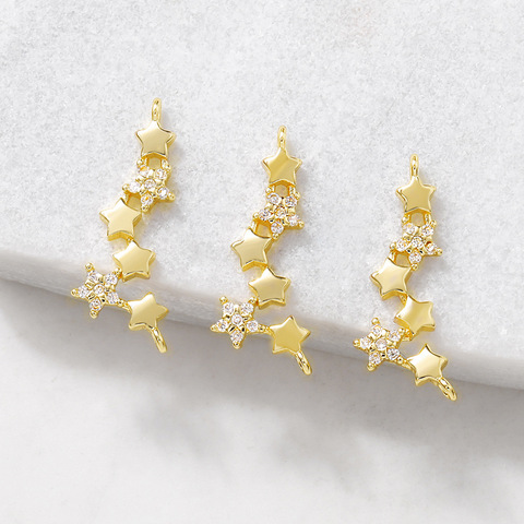 Abalorios de Latón chapado en oro de 1MM y 24K con agujero de 20x10MM y estrella de circón, accesorios de joyería Diy de alta calidad, 4 Uds. ► Foto 1/4