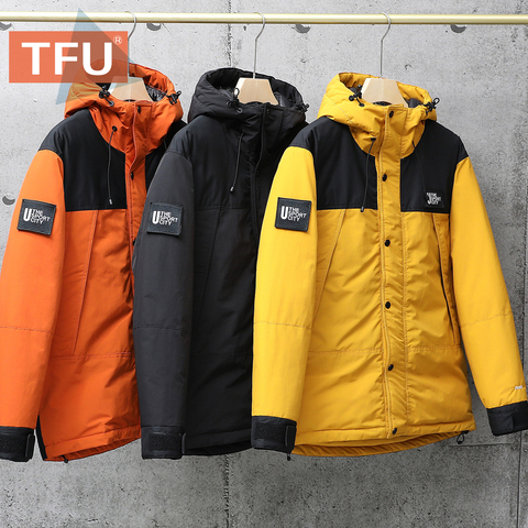 TFU-prendas de vestir largas e informales para hombre, chaqueta impermeable, Parkas, trajes con capucha, Parka cálida holgada con bolsillos de ajuste grueso, novedad de invierno ► Foto 1/6