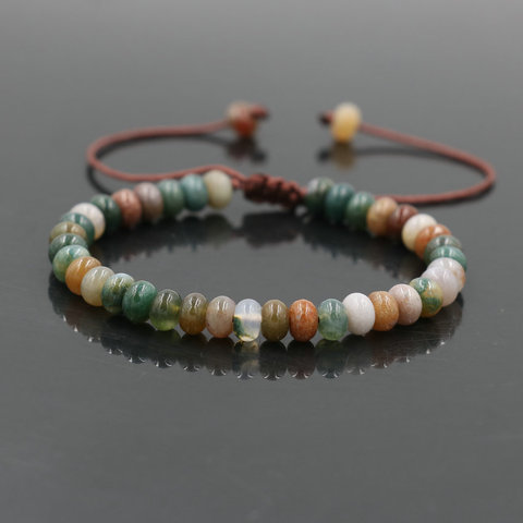 Pulsera con cuentas de ábaco a la moda, pulsera de ónice indio con piedra para mujer, pulsera de la suerte Chakra para amistad, pulsera para parejas, regalo de joyería para mujer ► Foto 1/6