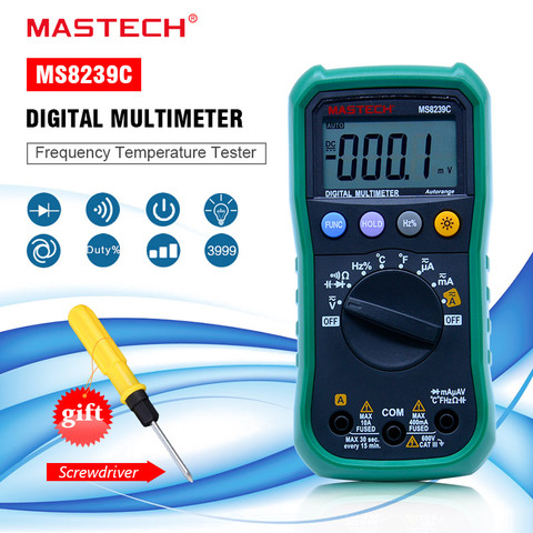 MASTECH MS8239C Multímetro Digital de rango Automático de Mano AC DC Voltaje AC Corriente Capacitancia Frecuencia Temperatura Tester ► Foto 1/6