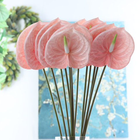 Rama de Anthurium con impresión 3D, flores artificiales para decoración de mesa de boda, plantas falsas de plástico, flor Artificial ► Foto 1/3