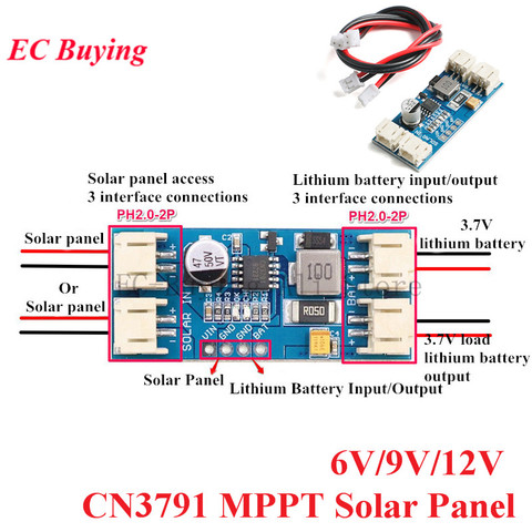 Placa de carga de batería de litio de 1 celda, módulo regulador de DC-DC, 6V, 9V, 12V, 2A, CN3791, Panel Solar MPPT, 3,7 V, 4,2 V ► Foto 1/6