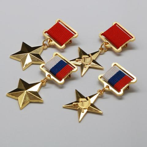 Nueva Medalla de Estrella de Oro de Rusia, Medalla soviética de cinco estrellas del trabajo con Pins, insignia CCCP ► Foto 1/3