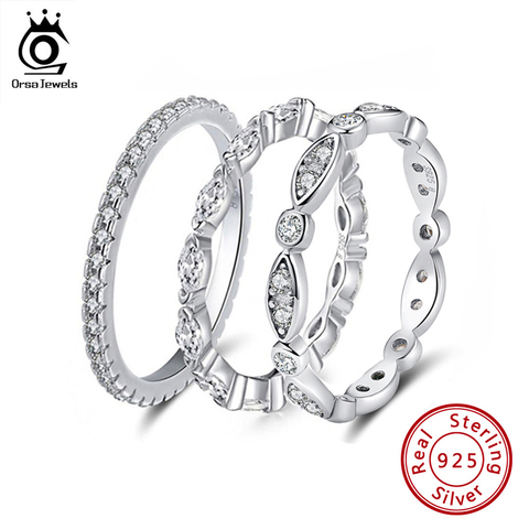 ORSA JEWELS-Anillo de plata de primera ley y circón para mujer, sortija, plata esterlina 925, Circonia cúbica, zirconia, circonita, zirconita, estilo clásico, boda, SR71 ► Foto 1/6