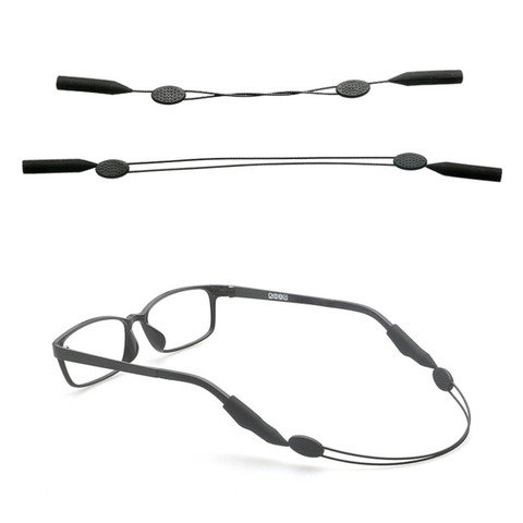 Cuerda antideslizante de silicona elástica para gafas, correa negra de silicona para gafas, unisex, 1 unidad ► Foto 1/6