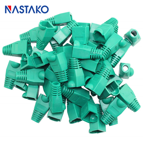 Tapones de conector Cat5 Cat5e Cat6 RJ45 de 6,0mm, conectores de Cable Ethernet botas RJ45, tapa de enchufe Modular de Red Verde ► Foto 1/5