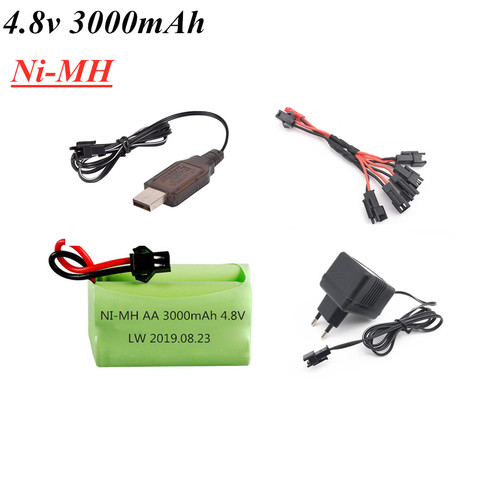 4,8 V 3000mAh batería AA NiMH paquete con cargador para Rc de coches juguetes barcos tanques Robots espaÃ a batería recargable de 4,8 V ► Foto 1/5