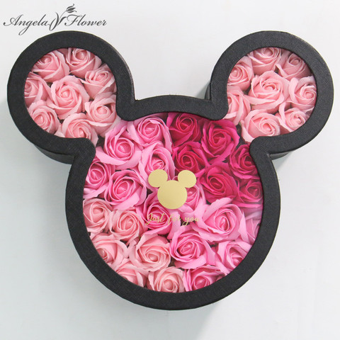 Chic Mickey caja de regalo para jabón de La Flor Chocolate rosa caramelo Apple caja de recuerdos de boda cumpleaños regalo de Navidad Día de San Valentín ► Foto 1/6