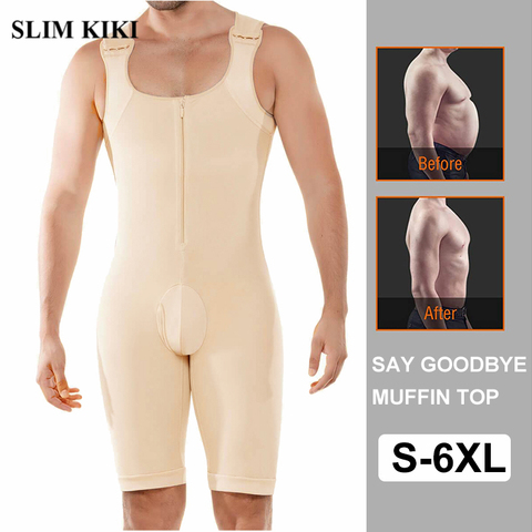 Los hombres fajas Body prenda modeladora de cuerpo completo de compresión de adelgazamiento traje transpirable glúteos ocultar Tetas de Hombre Ropa interior ropa ► Foto 1/6