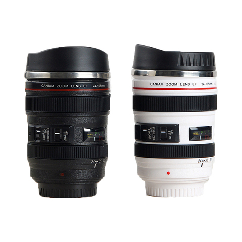 EF24-105mm de cámara de acero inoxidable, taza de lentes de café blanco y negro, regalo creativo, tazas de café ► Foto 1/6