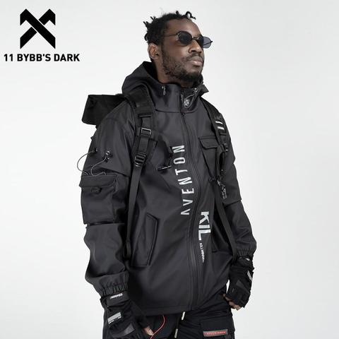 Chaquetas tipo Cargo para hombre de 11 BYBB'S, color oscuro, con múltiples bolsillos, cortavientos 2022, ropa informal estilo Hip Hop, chaquetas para uso al aire libre, abrigos de carga Harajuku ► Foto 1/6