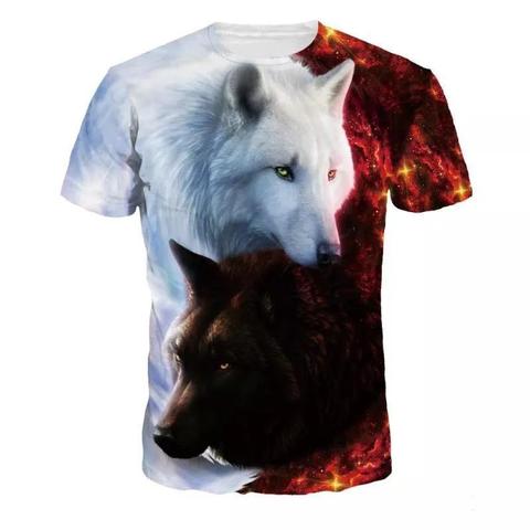 Camisetas De Lobo estampado para amantes de los hombres, camisetas en 3d, Camiseta de manga corta, Camiseta de cuello redondo, Camiseta informal de marca ► Foto 1/6