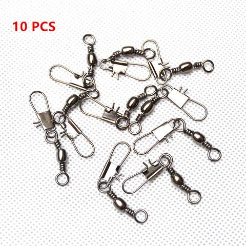 10 unids/lote pesca conector Pin Rolling giratorio de acero inoxidable de pesca accesorios conector agradable emerillones de pesca señuelo aborda ► Foto 1/6