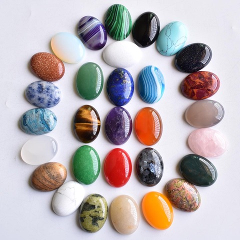 Venta al por mayor 30 unids/lote 18x25mm Venta caliente natural piedra mixta cabujón Oval de la cabina de cuentas para hacer joyería envío gratuito ► Foto 1/6