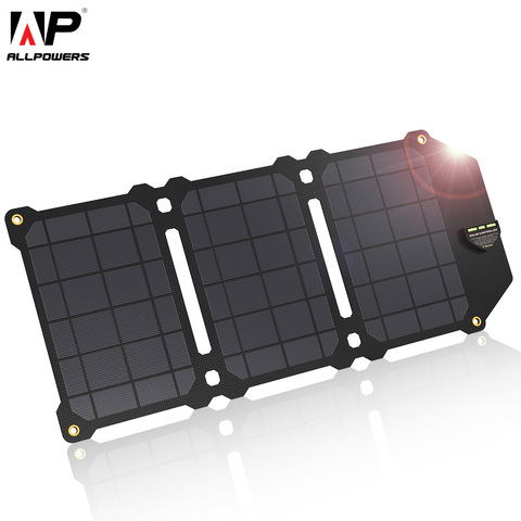 ALLPOWERS 21W Panel Solar de las células USB Dual del cargador Solar de baterías de carga del teléfono de Sony iPhone 4 5 se 6 6s 7 7 8 X Plus iPad ► Foto 1/6
