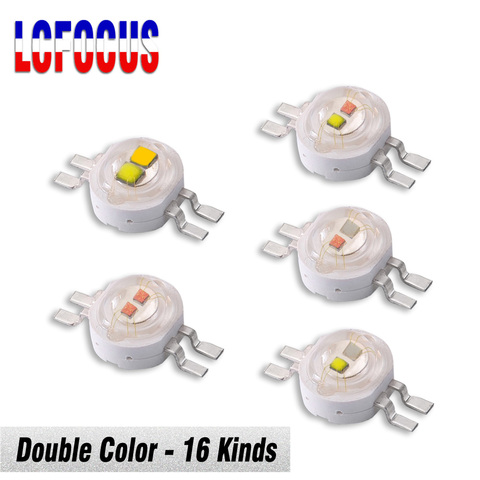 Bicolor-LED de doble Color para lámpara de luz, 2x1W, 2x3W, chip cob, cuentas de luz para lámpara de luz led DIY, rojo, verde, azul, amarillo y blanco ► Foto 1/6