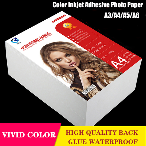 Papel de foto adhesivo de inyección de tinta papel fotográfico A3/a4/a5/a6, autoadhesivo impermeable, papel fotográfico brillante, 135g/150g ► Foto 1/6
