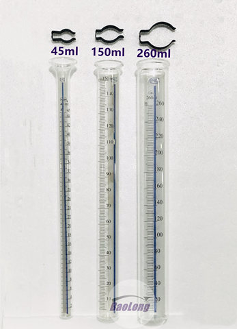 1pc cilindro de medición de vidrio diesel, 45ml 150ml 260ml taza de medición de aceite para banco de prueba de riel común banco de prueba de bomba de inyección banco de prueba ► Foto 1/6