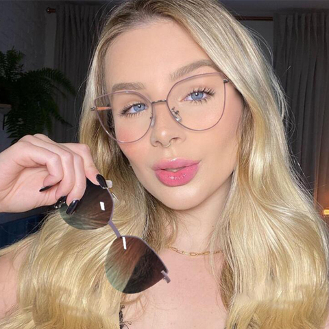 Gafas de sol polarizadas con Clip magnético para mujer, lentes con gradiente, gafas de protección contra luz azul, gafas de moda de aleación UV ► Foto 1/6