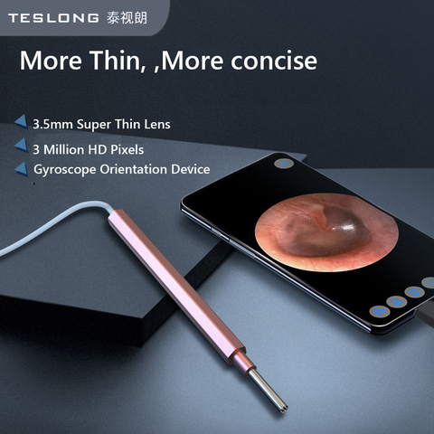 TESLONG-lente de 3,5mm para limpieza de orejas, endoscopio, cámara, recolector de oreja, extracción de cera de los oídos, otoscopio Visual para la boca y la nariz, Android, PC, tipo C ► Foto 1/6