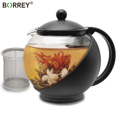 BORREY-Media tetera de luna con infusor extraíble, máquina de té de hojas que florece y sueltas, juego de tazas, Puer de flores, hervidor de té Oolong ► Foto 1/6