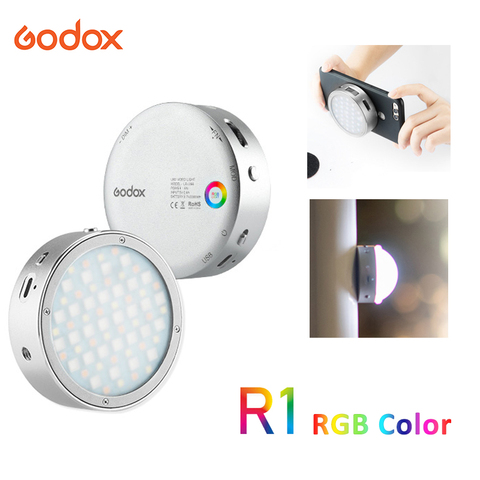 Godox-Luz LED R1 RGB portátil de bolsillo, iluminación de fotografía magnética, lámpara para fotografía y vídeo regulable con escena efec ► Foto 1/1