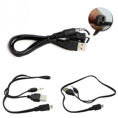 Nuevo 2 en 1 Cable USB Jack Cable auxiliar de 3,5mm + USB macho Mini carga de 5 pines para Bluetooth jugador altavoz portátil ► Foto 1/1