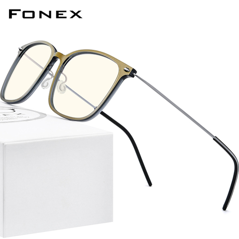 FONEX-Gafas de ordenador para hombre y mujer, anteojos con bloqueo de luz azul, sin tornillos, FAB010 (brazo de titanio con marco de nailon B), 2022 ► Foto 1/1