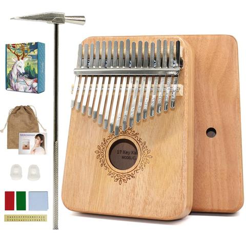 Kalimba-Piano de pulgar de 17 teclas de madera de caoba, cuerpo Mbira, instrumentos musicales de África, Kalimba con accesorios ► Foto 1/6