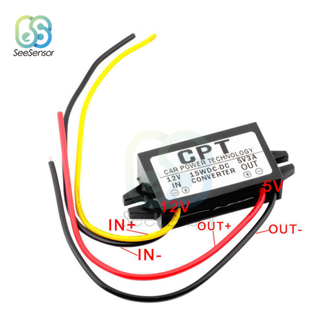 Adaptador de salida de fuente de alimentación de 12V CC/CC a 5V, 3A, 15W, reductor de voltaje, protección automática de bajo calor ► Foto 1/6