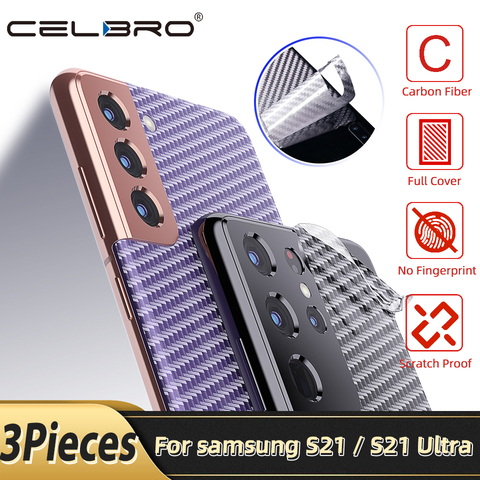 Pegatina de carbono para Samsung Galaxy S21 Plus, película protectora trasera transparente para teléfono Samsung S21 Ultra S21 + S 21 S20 Plus ► Foto 1/6