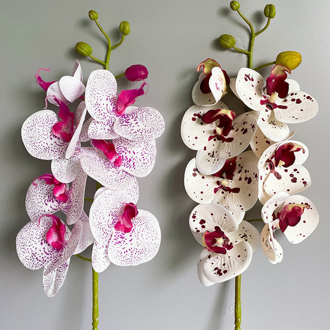 Orquídeas artificiales de látex de tacto Real, orquídeas de mariposa blanca, flor falsa para fiesta en casa, bricolaje, decoración de boda, flores ► Foto 1/2